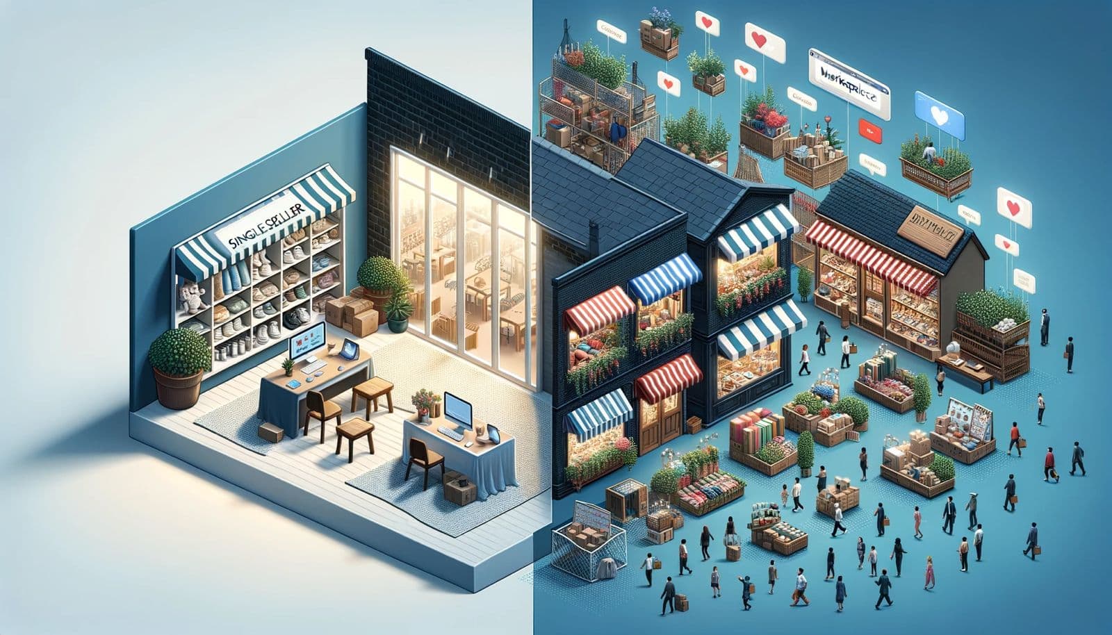 Rayonnage.com Comprendre la Différence entre Marketplace et E- commerce